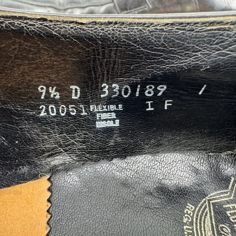 Vintage Florsheim Bit Loafers Men 9.5 D Black Leather Braided Strap Dress Shoes